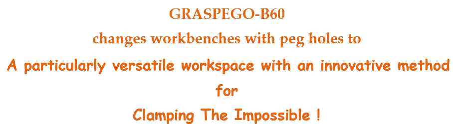 GRASPEGO-B60 changes workbenches with peg holes to A particularly versatile workspace with an innovative method for Clamping The Impossible ! 